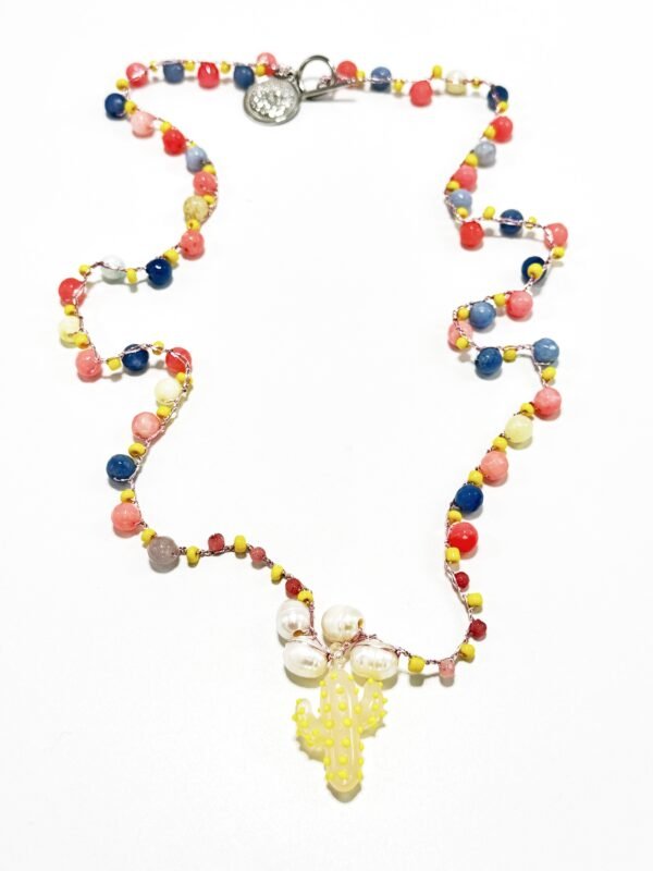 Collar Vilali Cáctus Rosa Puntos Amarillos