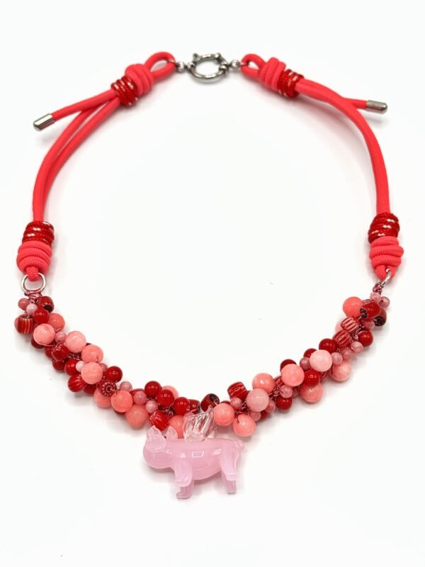 Gargantilla cerdito alado pink-red