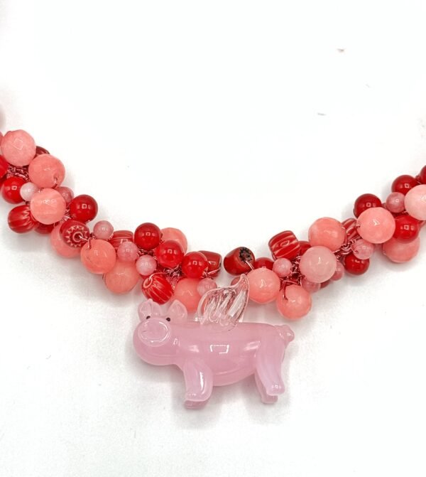 Gargantilla cerdito alado pink-red - Imagen 3