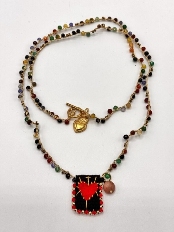 Collar Escapulario Sagrado Corazón negro - Imagen 2